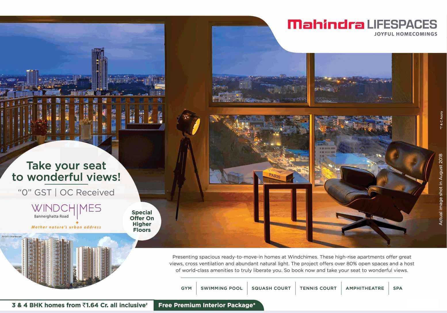 Presenting spacious ready to move in homes at Mahindra Windchimes in Bangalore